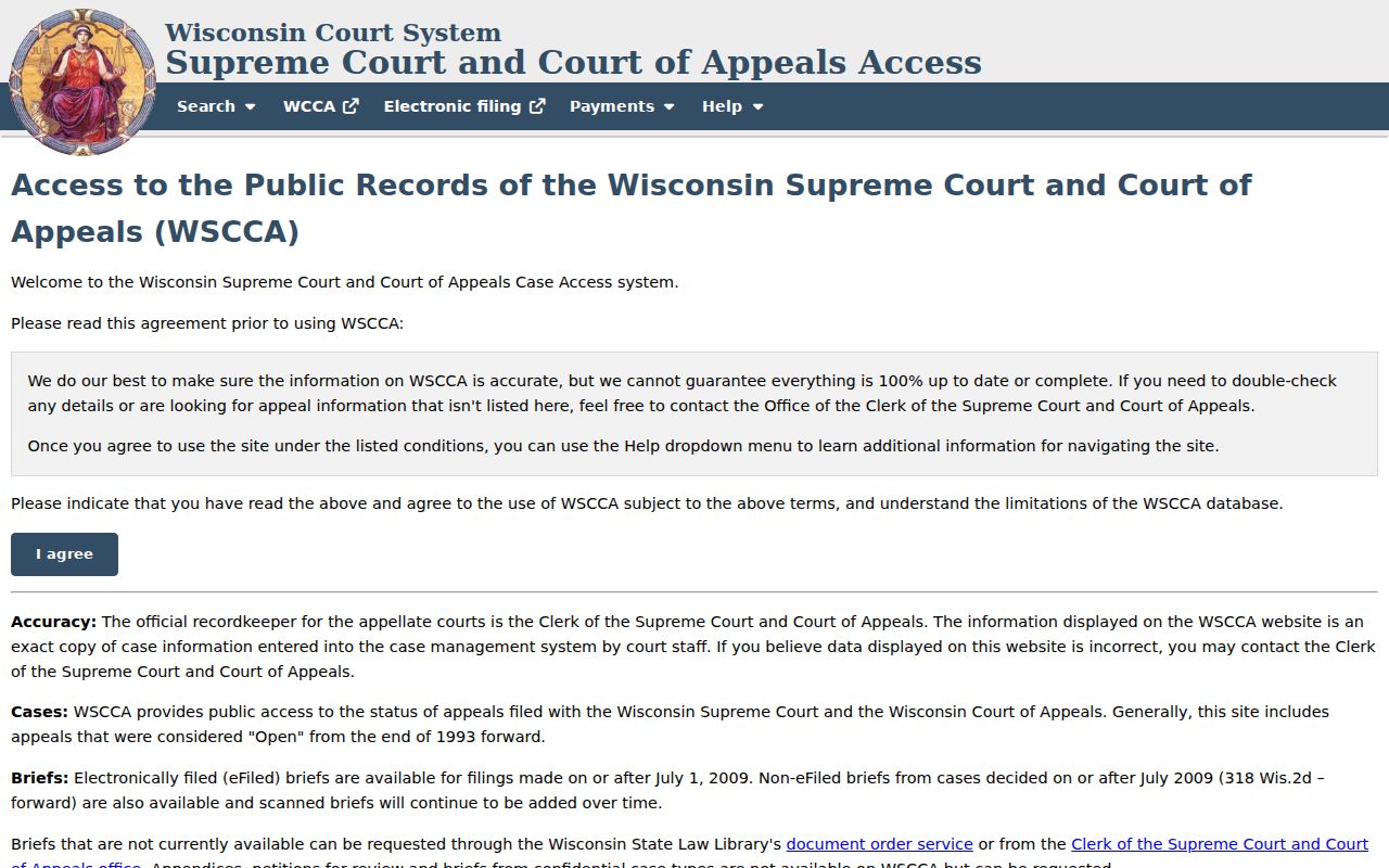 Richland County court schedule Wisconsin appellate case search