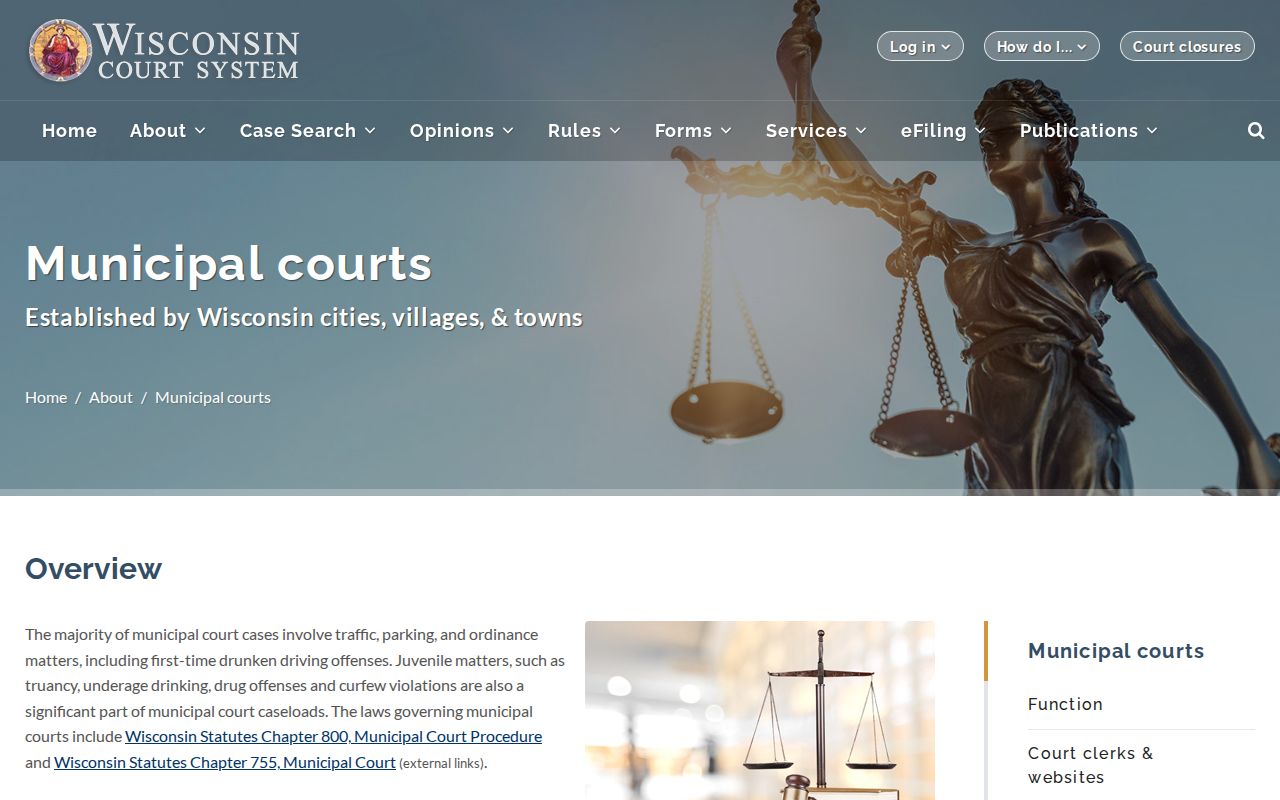 Richland County court docket records with Wisconsin municipal court explanation