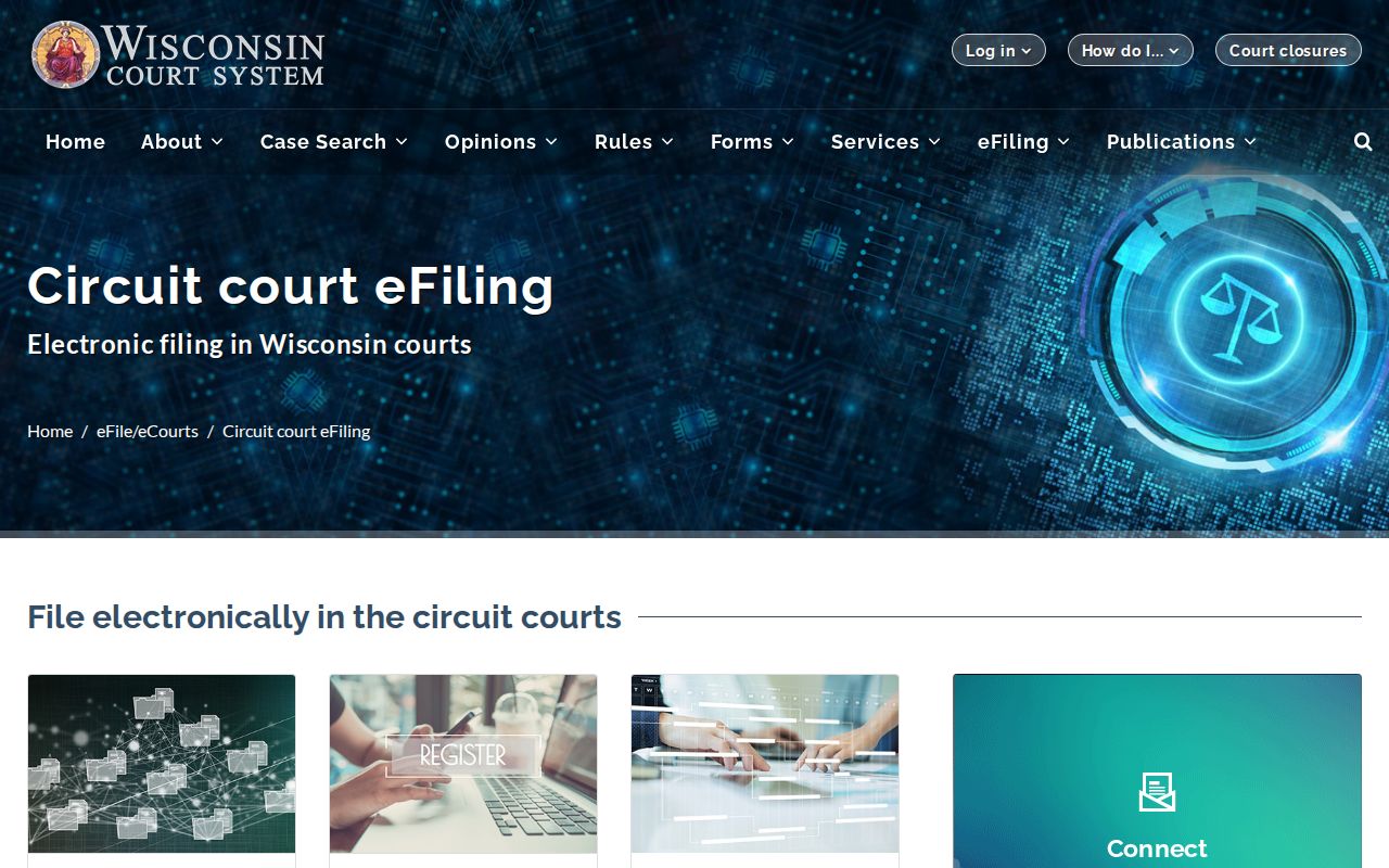 Richland County court record electronic filing information page