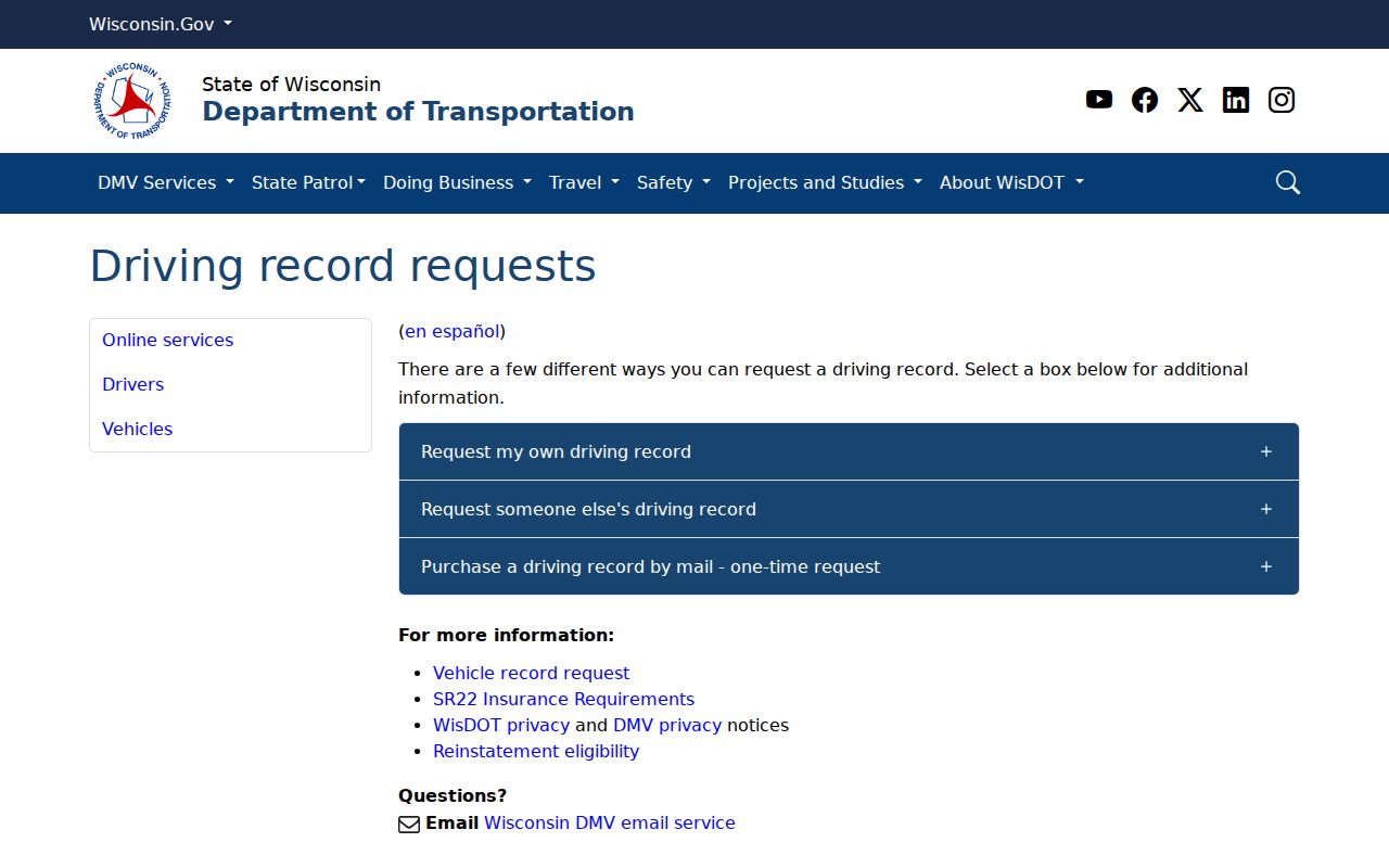 Richland County traffic court record comparison with a WisDOT driver-record request