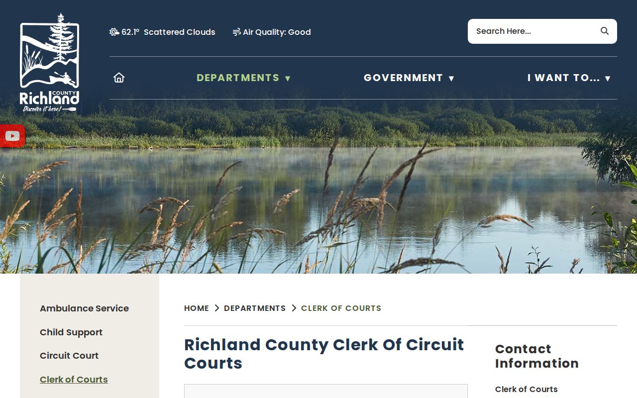 Richland County court docket clerk contact page