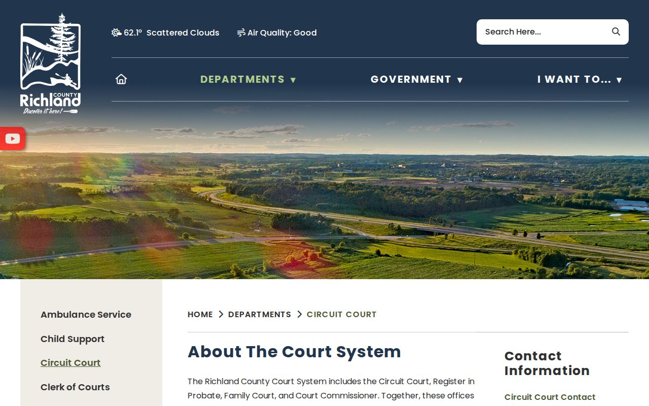 Richland County court docket jurisdiction page