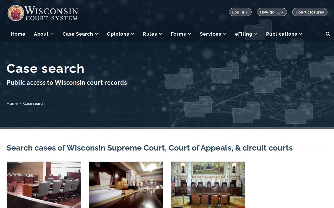 Richland County court docket entry links for WCCA and WSCCA